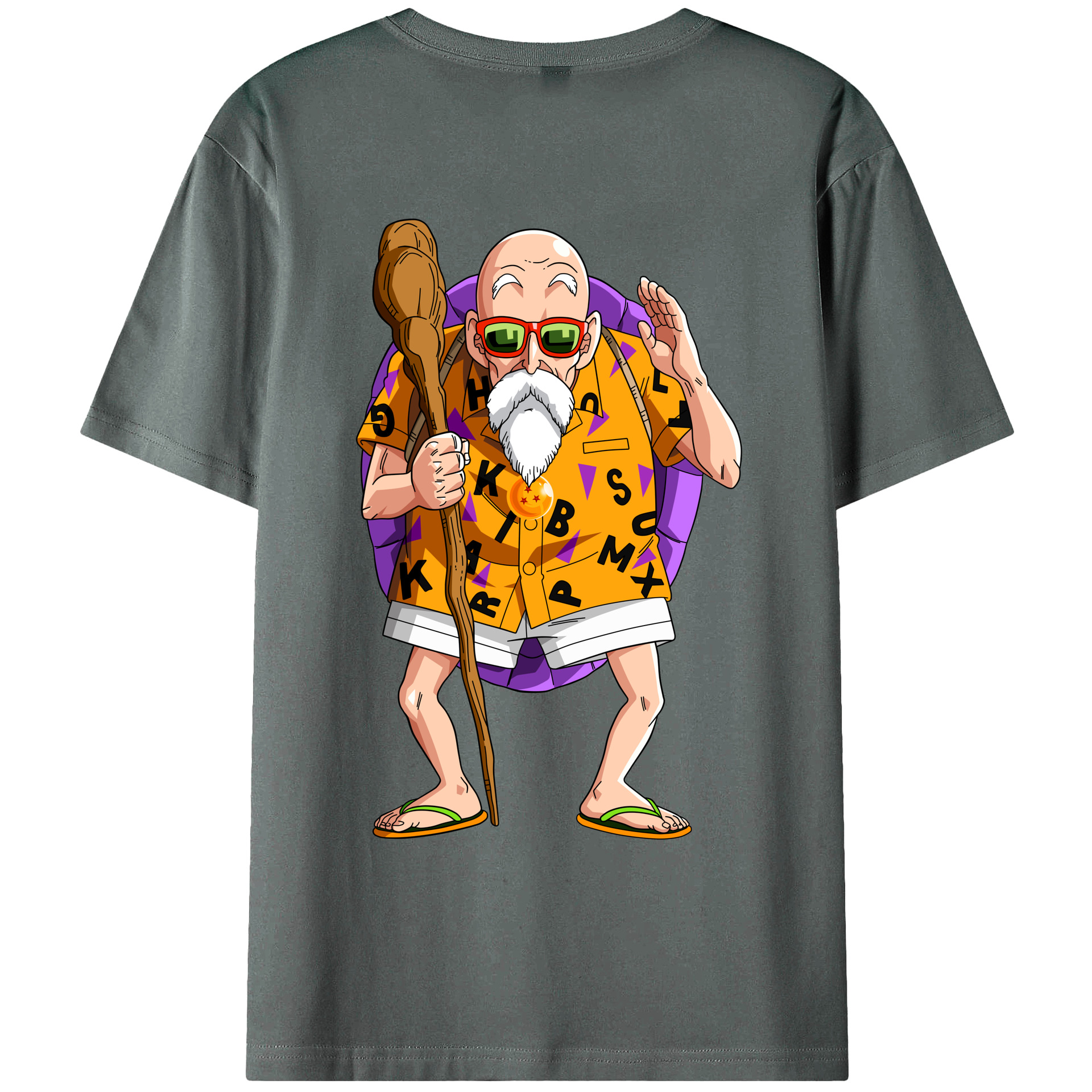 （画像用） ドラゴンボール 亀仙人（かめせんにん） DRAGON BALL Master Roshi Kame Sennin 綿100％ メンズ半袖Tシャツ（バックプリント） 通気性